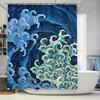 Large Wave Shower Curtain Waterproof Bathroom Decor Home Textile Custom-made Polyester Fabric Creative Pattern Blue Color AliExp