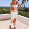 Damen Sommer Sexy Träger Ärmellos Blumenprint Eng Langes Kleid