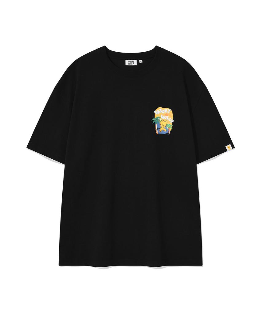 WACKY WILLY Kiki Ocean Graphic Short Sleeve T-Shirt Black