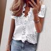 Summer and Autumn Short Sleeved Ruffled Shirt for Women