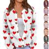 Women's Valentine's Day Print Long Sleeve Knit Cardigan Button Jacket
