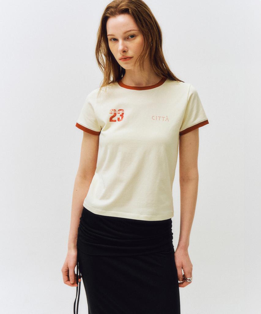 CITTA Number 23 Cita Ringer T-Shirt_Ctt374(Cream)