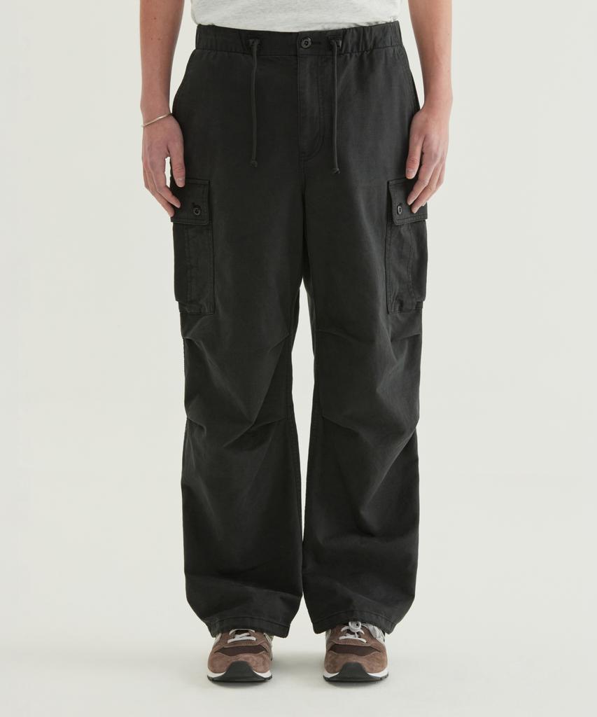COVERNAT Wide Cotton Parachute Pants Black