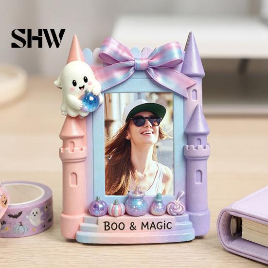 Kitchen Refrigerator Magnet Halloween Photo Frame Magnet, Ghost Pumpkin Magnetic Picture Holder, Wooden Decorative for Holiday Party Fridge Frames