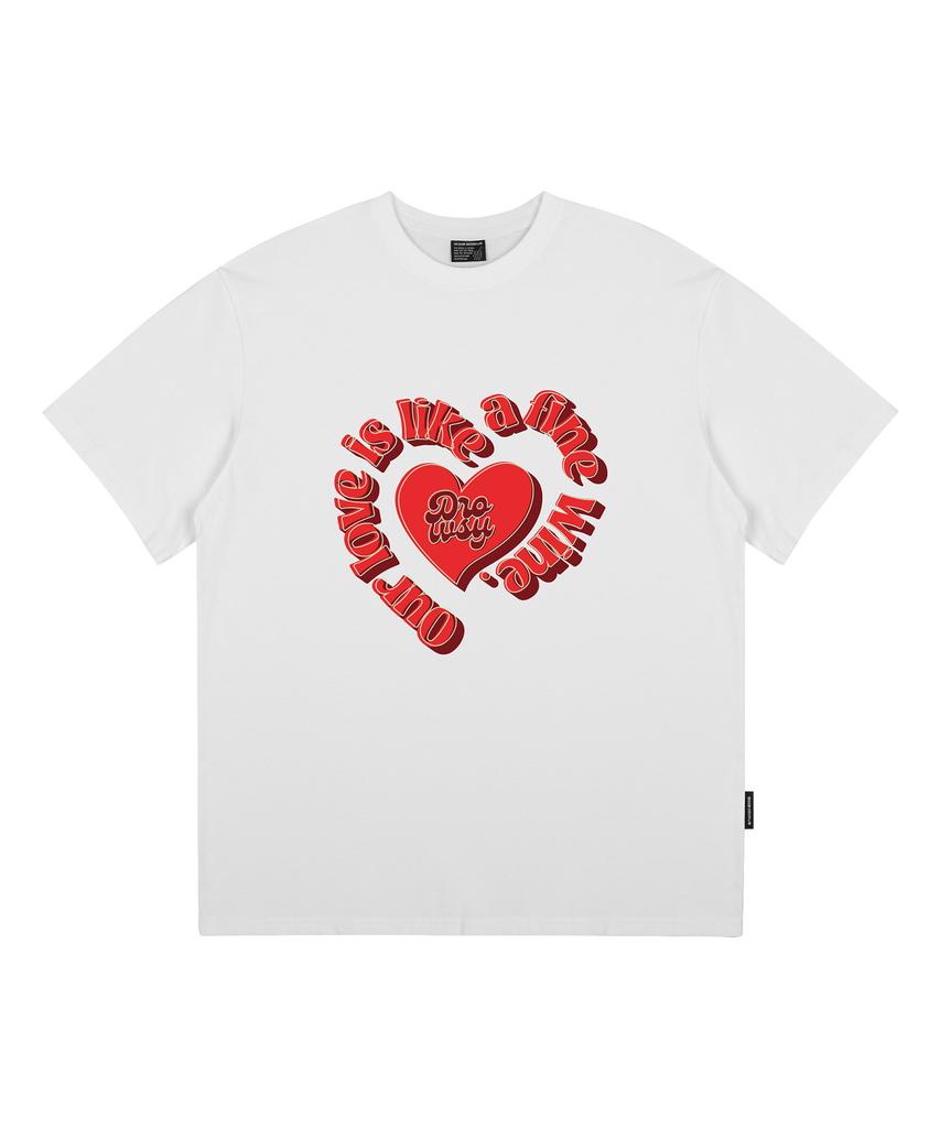Deulousi Dw Lettering Heart Short Sleeve T-Shirt White