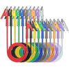 Cleqee 10pcs 1m Dual Ended Alligator Clip Test Leads 1000V 15A Double Ended Alligator Wire Alligator Clip Cord Set Cable with Insulator Clip Flexible