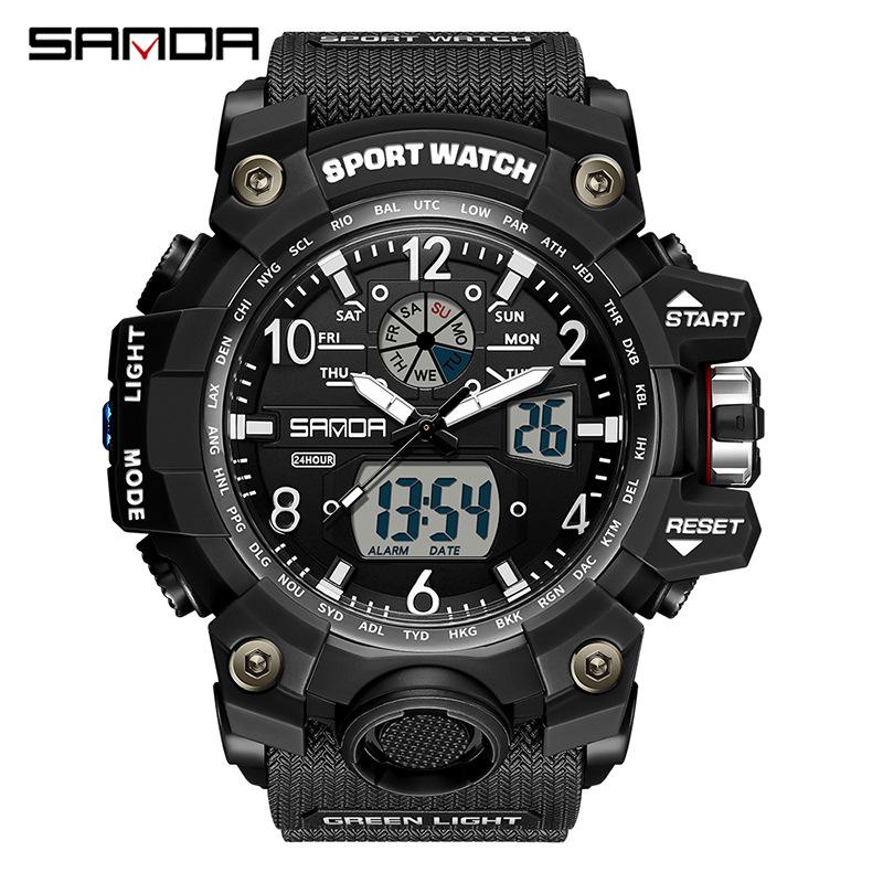 Sanda Men's Multifunctional Waterproof Luminous Sports Watch