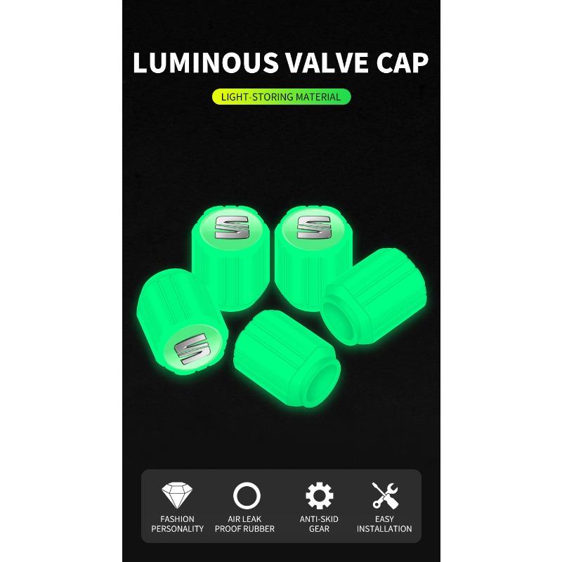 Luminous Car Tire Valve Caps Fluorescent Motorcycle Wheel Tyre For SEAT Arona Ateca Tarraco Minimo IBL EL-BORN LEON