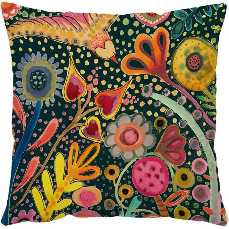 Housse de Coussin Décoration d'Intérieur de Luxe Bureau Canapé Voiture Imprimé Fleur Rose