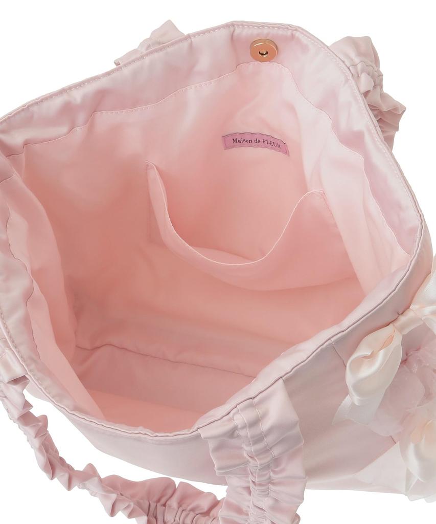 Maison De FLEUR Ribbon Gathered Handle Tote Bag, Pink, Size F, 08000622400