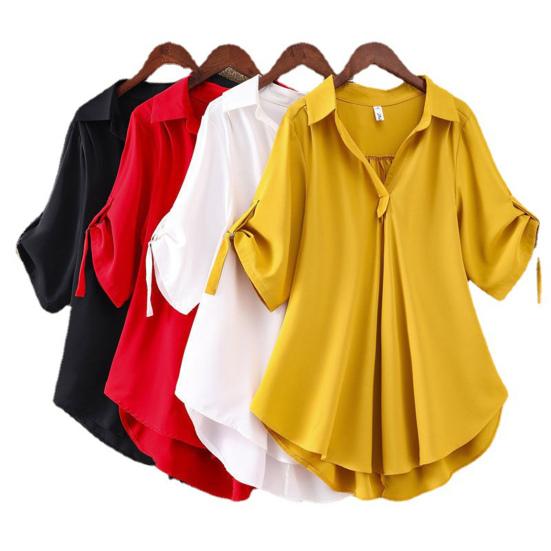 Women Tops Solid Color Cool Casual Ladies V Neck Loose Blouse for Shopping