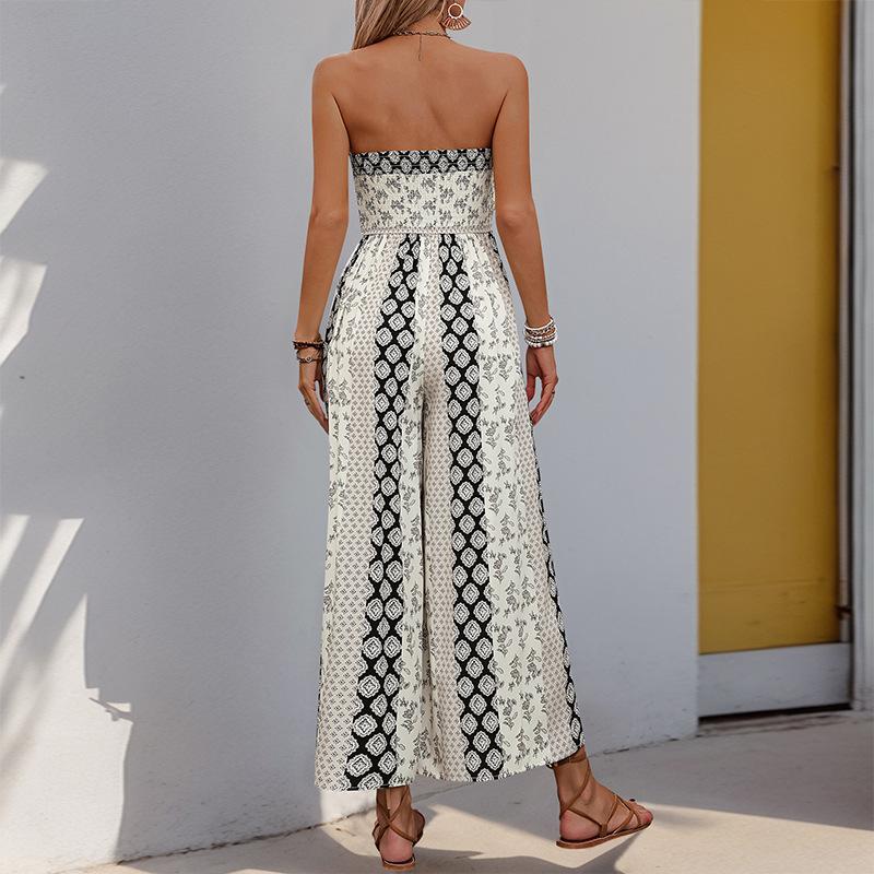 YYFS Women's Fashion Casual Summer Spring Colour Block Print Sleeveless High Waist Trousers Jumpsuits & Rompers