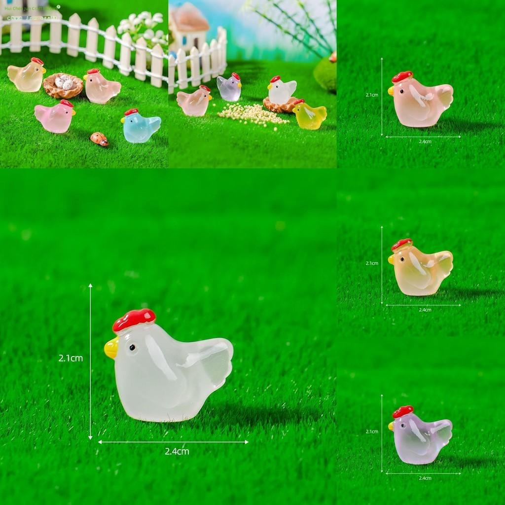 Adorable Resin Miniature Chicken Garden Decor Glow In The Dark Pastoral Style