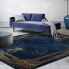 Modern Luxury Decoration Home Blue Carpet Golden Border Non-slip Living Room Rugs Soft Washable Sofa Table Mat Bedroom Decor