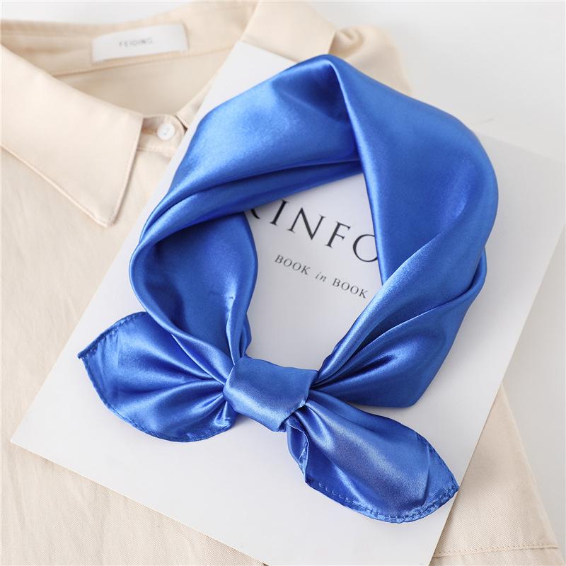 Luxury Solid Square Scarf For Women 60cm Satin Neck Hair Tie Band Bag Warp Soft Neckerchief Hijabs Head Female Foulard