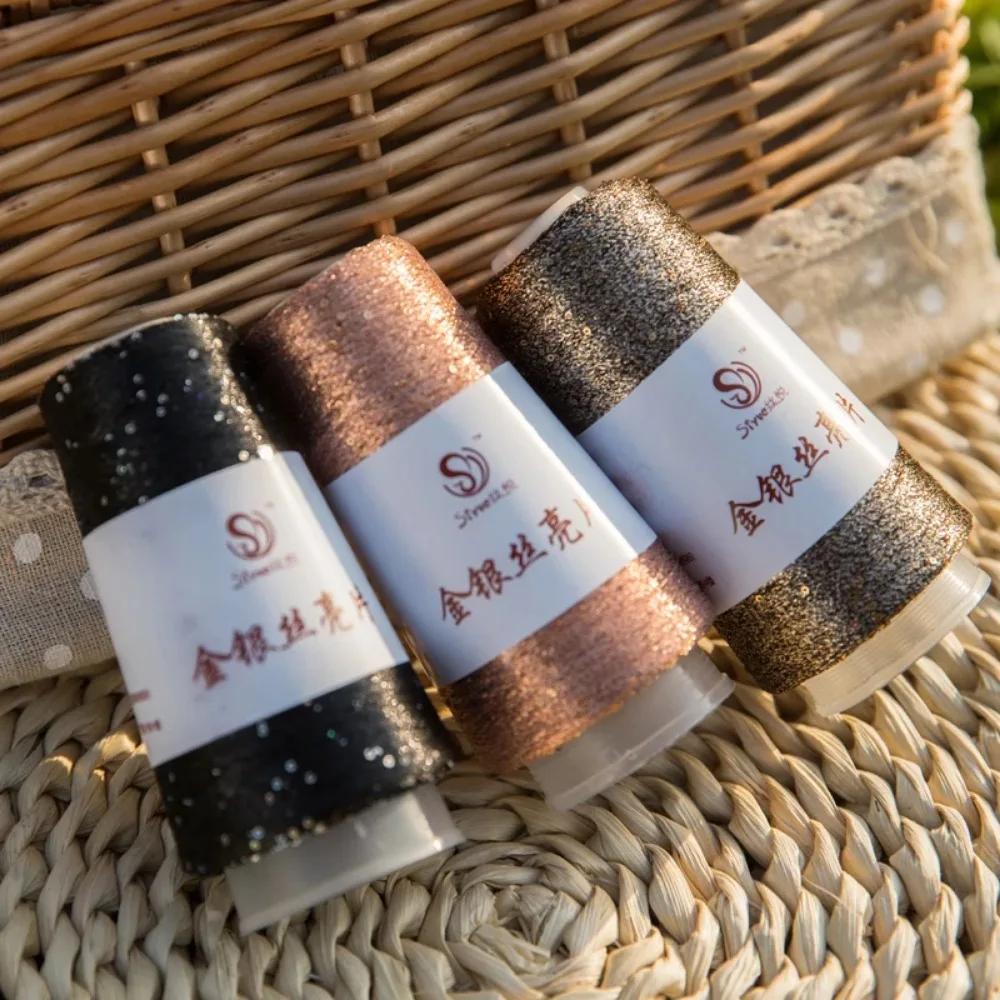 50g/bola/1800M Sequined Companion Glitter Yarn Golden Thread for Knitting Crochet Metallic Thread for Crochet Knitting