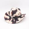 Xinxiyin Cow Head Label Cow Pattern Woolen Top Hat Western Cowboy Jazz Hat