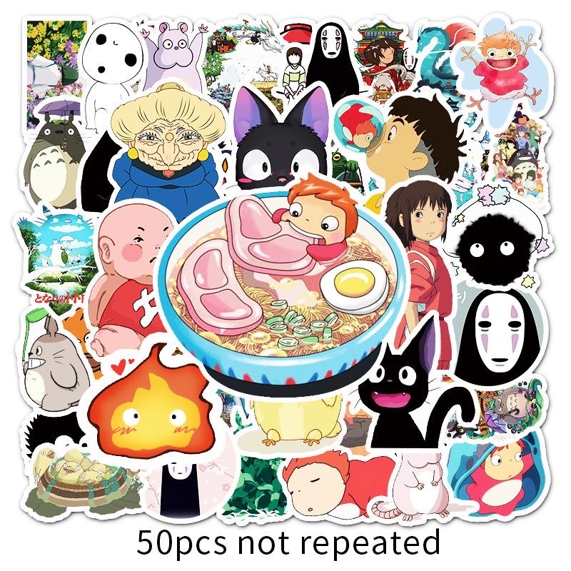 50 vnt. Japonijos anime Ghibli Hayao Miyazaki Totoro Spirited Away lipdukai Princesės Mononoke KiKi Studentų raštinės reikmenų lipduko lipdukas
