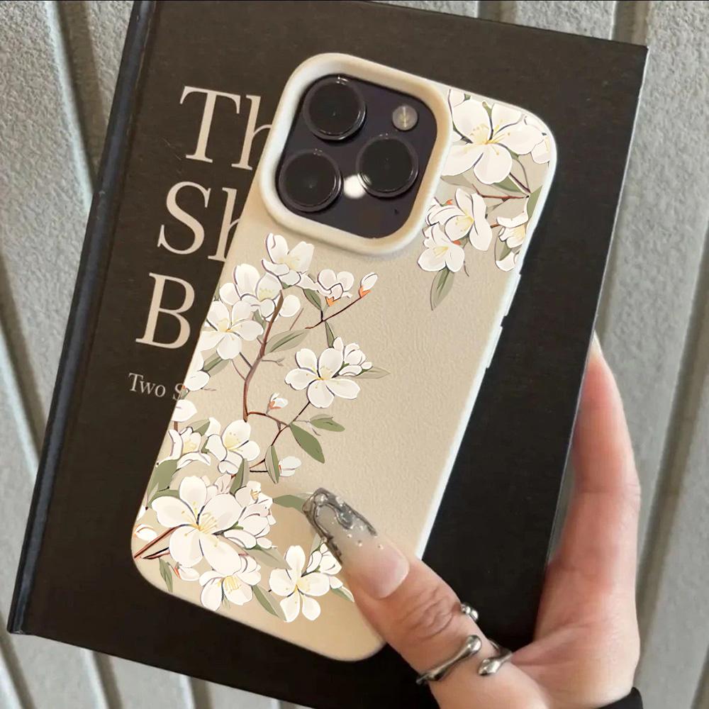 HOT Cool Flower Peony Luxury Lichee Leather Pattern Phone Case For iPhone 17 16e 16 15 14 13 12 11 Air Pro Max Plus X XR XSMax