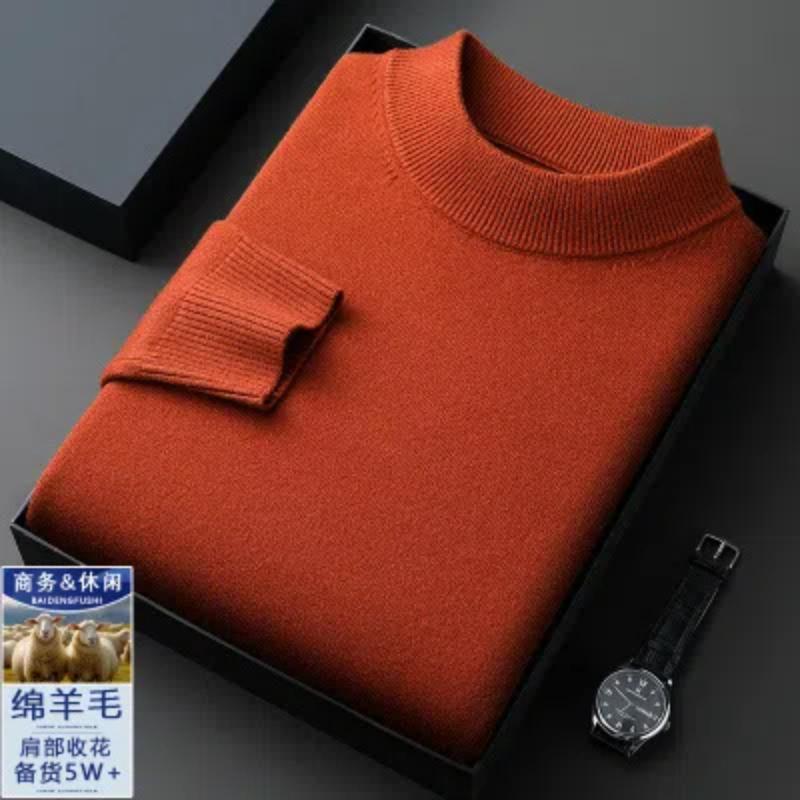 Smart Casual Autumn Winter Sweaters New Men Solid Mock Neck Simplicity Fashion Business Long Sleeve Loose Pullovers Knitted Top