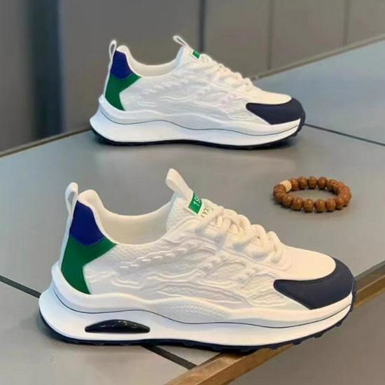 Men’s Breathable Mesh Summer Running Shoes – Comfortable, Soft Sole, Trendy, Versatile, White.