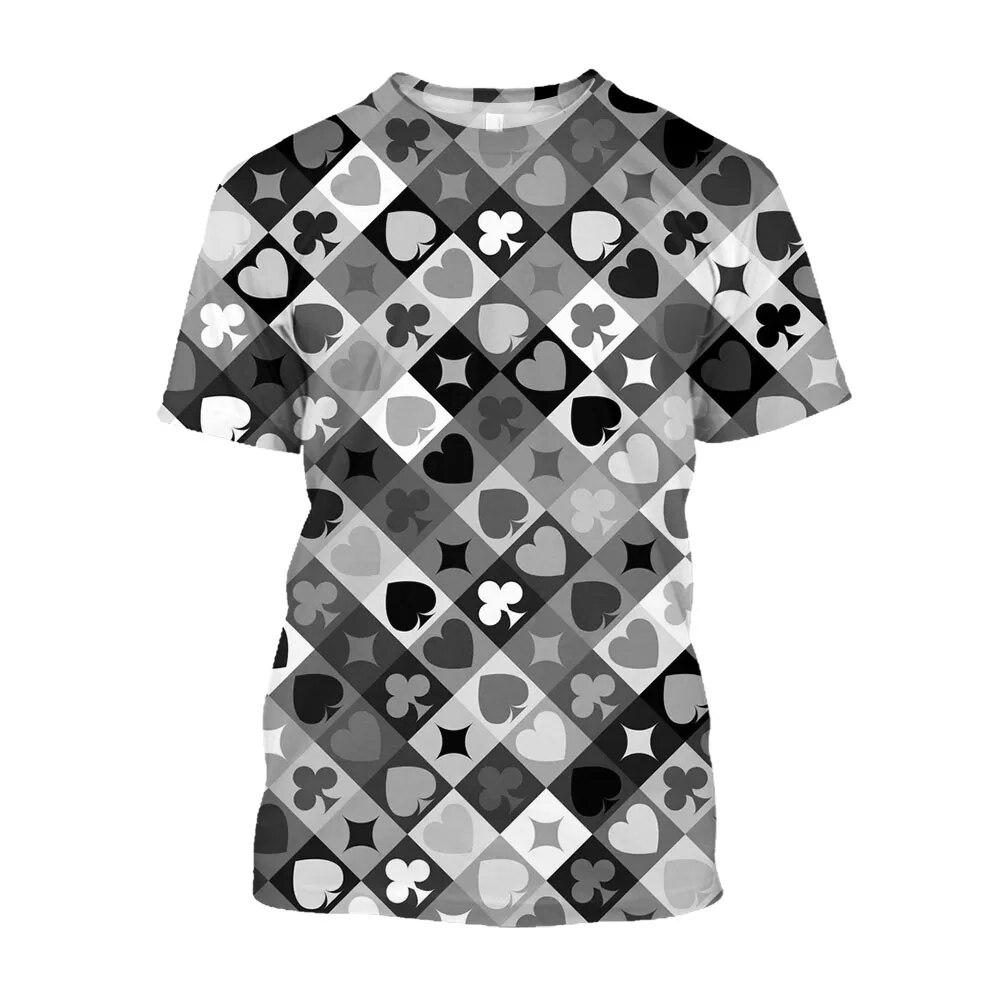 T-shirt Estetiche Stampate con Carte da Gioco 3D alla Moda Uomo Magliette Grafiche Divertenti da Casinò Abbigliamento Harajuku Top a Maniche Corte