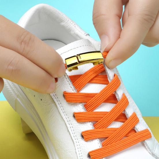 1 Pair Shoelace Metal Buckle Magnetic Lazy Shoe Lace Buckle Lock Shoe Laces Clip No Tie Lock for Sneakers Kids Adult