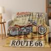Retro Route 66 Road Trip America Historic Mother Road Art Flannel Blanket,Cozy Soft Throw Blanket for Home Bedroom Bed Sofa Gift
