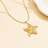 18K Gold Starfish Pendant Necklace: Women's Stainless Steel Resort-Style Clavicle Chain