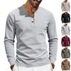 Men's Round Neck Single-Breasted Long-Sleeve Loose Casual Top