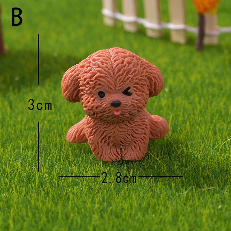 Miniature Brown Teddy Puppy Figurine – Cute Micro Landscape Ornament for Home Desktops