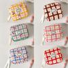 Cute Checkered Cosmetic Bag With Fruit Pattern Compact Size Interior Dividers Portable Makeup Organizer for Women