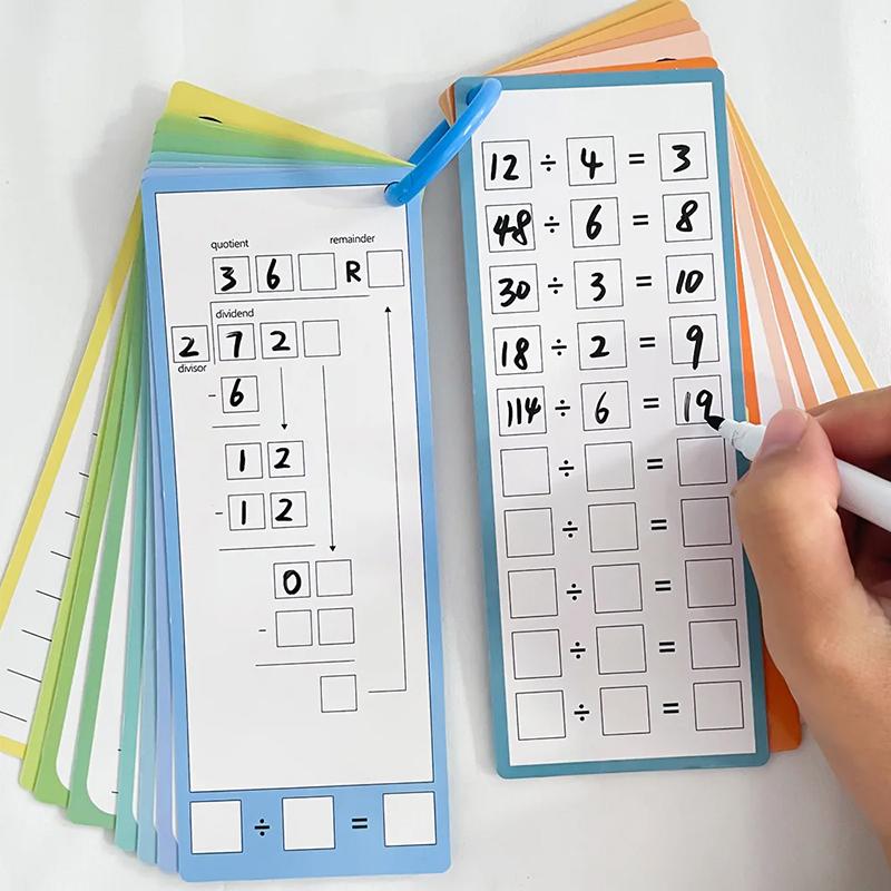 Math Training Cards with Pen Addition Subtraction Multiplication Division Kids Math Practice Montessori Teaching Aid TMZ