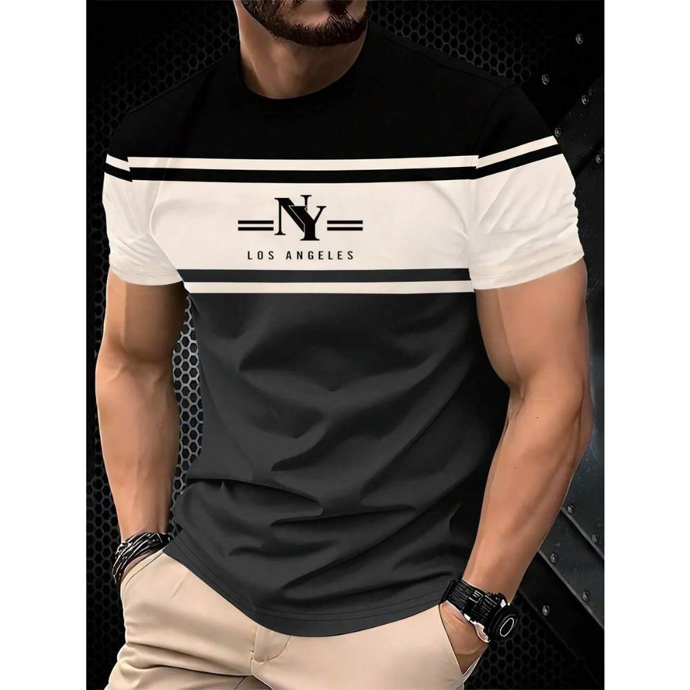 Men's Colorblock Graphic Number 32 Short Sleeve Round Neck T-Shirt