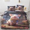 Set Copripiumino Singolo Animali della Fattoria Maiale, Morbido Set Biancheria da Letto in Microfibra, Copripiumino Reversibile e 1 Federa 75*50cm con Cerniera