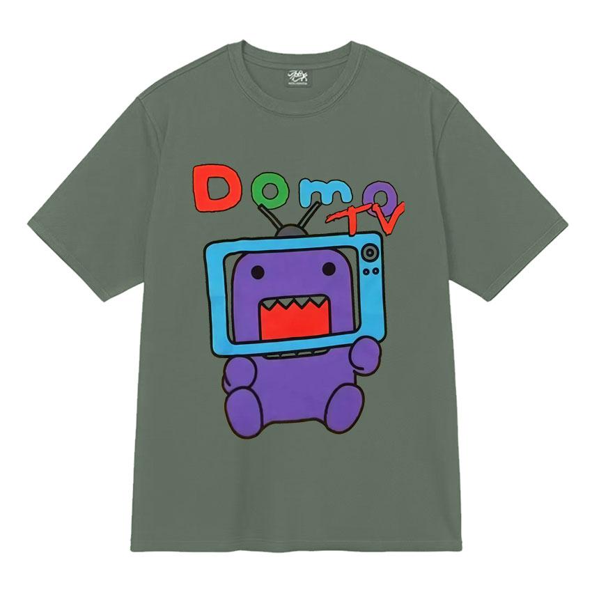 Humor Domo Kun Tv Meme T Shirts Mens Clothes Cotton Crewneck Casual TShirt Oversized Summer Y2K Short Sleeve Tshirt Streetwear