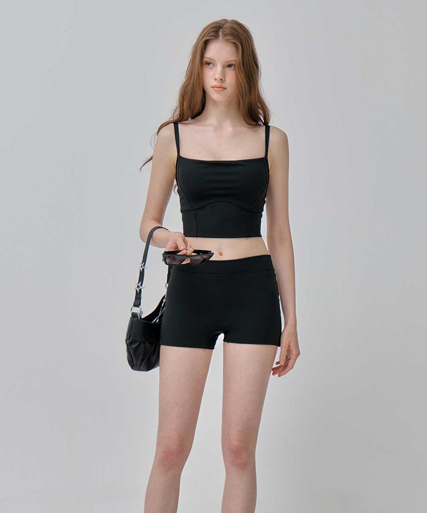 VIKINI VENDER Simple Line Rash Shorts - Black