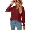 New Ladies Solid Color V-neck Casual Temperament Ladies Top Fashion Ladies Long Sleeves