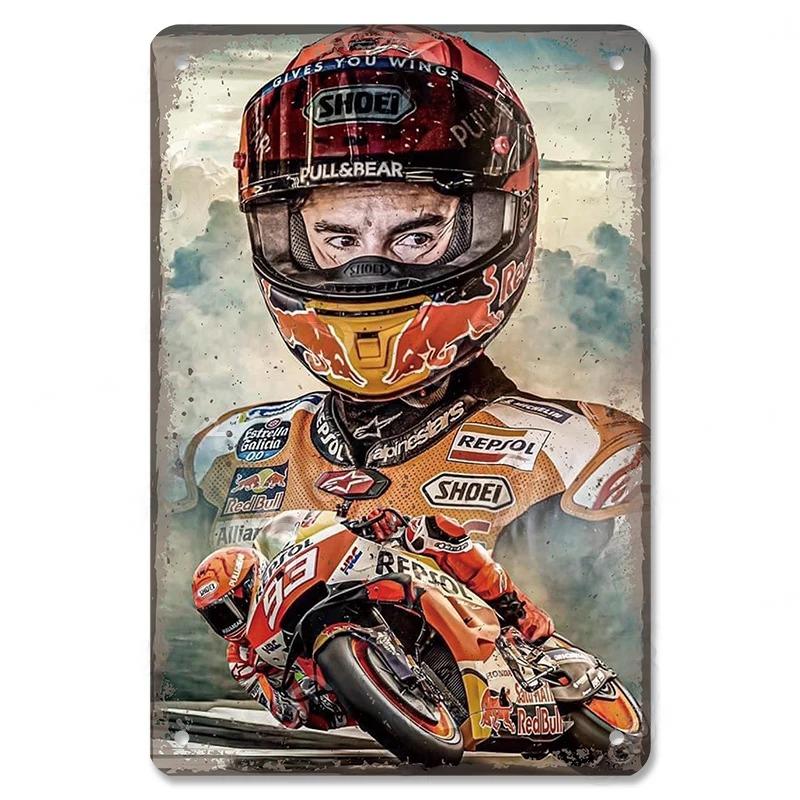 Vintage Metallblechschilder Motorsport-Poster Dekor Motorradrennen Retro Metallplakette Wandkunst Dekor für Garage Bar