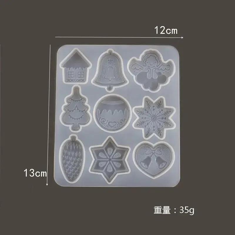 Crystal Epoxy Mould Christmas Tree Snowflake Elk Pendant Keychain Listing Ornament DIY Silicone Mould Set