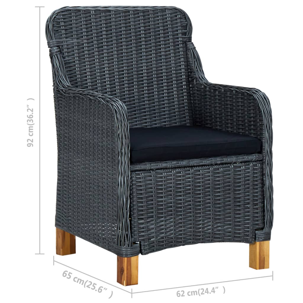 9 Piece Garden Dining Set with Cushions Poly Rattan Dark Grey