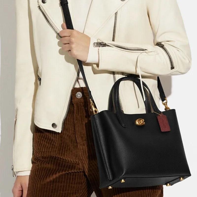 Coach Willow Leather Bucket Bag , Tote Bag , Shopping Bag , Handbag , Crossbody Bag Medium Women's Black (Unisex) Handbags C8869 B4BK