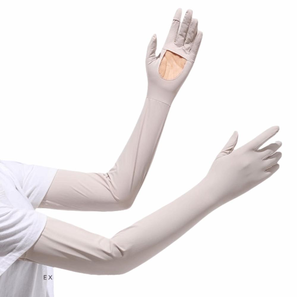 Solid Color Long Sleeve Sun Protection Summer Arm Cover Sunscreen Sleeve Gloves  Cycling