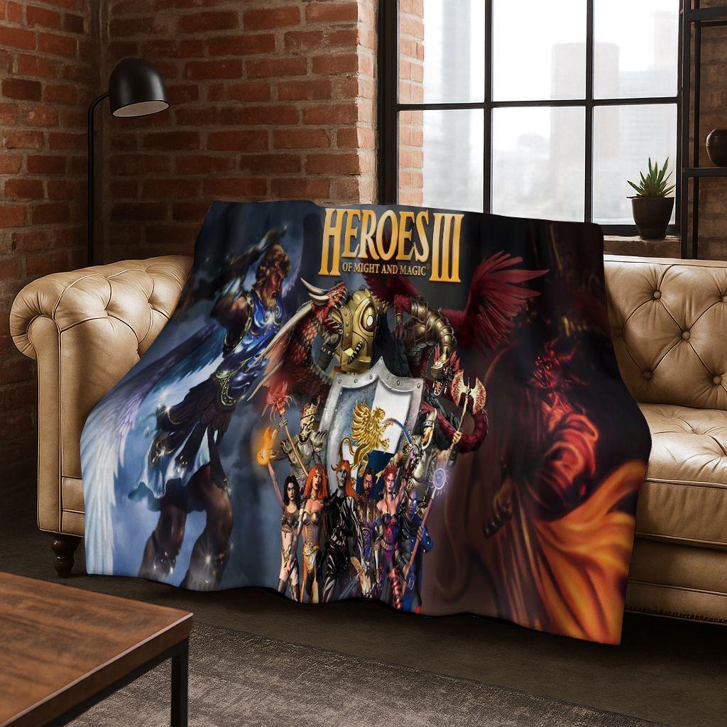 Retro Heroes of Might and Magic Karten-Spiele Kunst Flanell Decke, Gemütliche Weiche Überwurfdecke für Zuhause Schlafzimmer Bett Sofa Abdeckung Geschenk Kinder