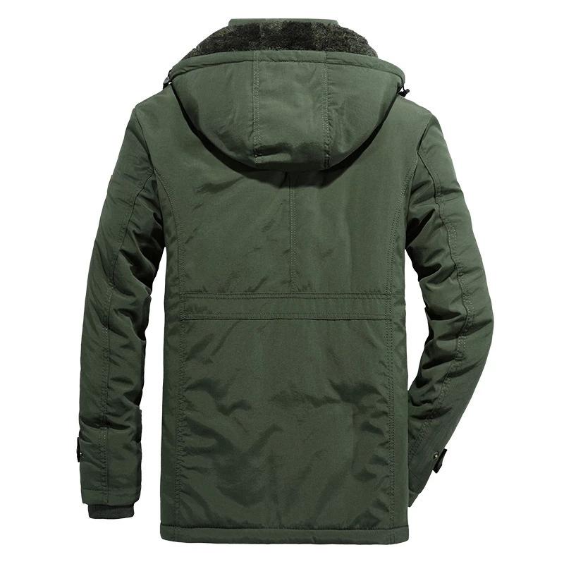 Große Herren-Winterjacke mit mehreren Taschen und Fleecefutter, Parka-Mantel mit Kapuze, Windjacke, dicke, warme Oberbekleidung