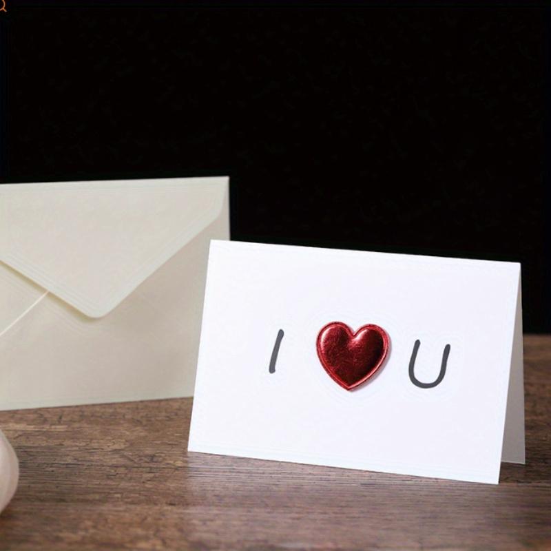 10pcs Solid Red Heart Greeting Card Romantic Letter I Love You Forever Wedding Invitation for Valentine's, Birthday, Wedding Card
