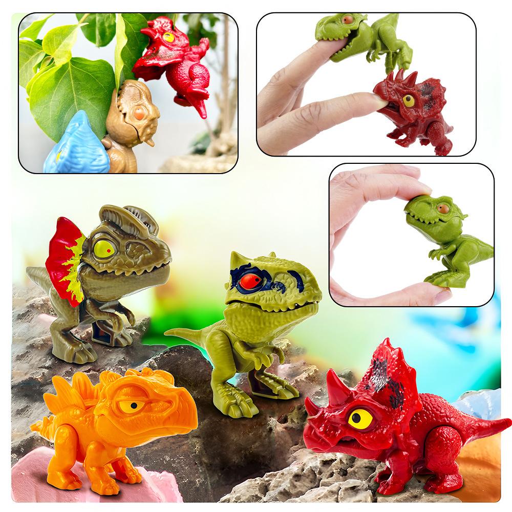 Dinosaure Doigt Jurassique Triceratops Tyrannosaurus Modèle Jouets pour Enfants Dinosaures Créatifs Mordant les Doigts Jouet Interactif Cadeau pour Garçon