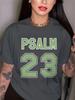 Women'S Psalm 23 Jersey Premium T-Shirt Oversized Casual Short Sleeve Round Neck Tee with Bold Green Lettering Women Clothes