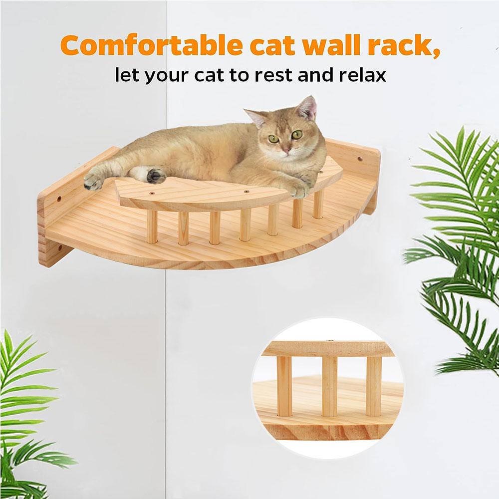 Katzenkletterregale Wandmontierter Kratzbaum Holzmöbel Kratzbrett Sprungplattform Seilleiter Katzen Schlaf- und Spielplatz