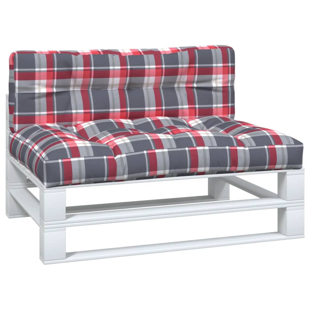 2 Piece Pallet Cushions Red Checkered Pattern Fabric